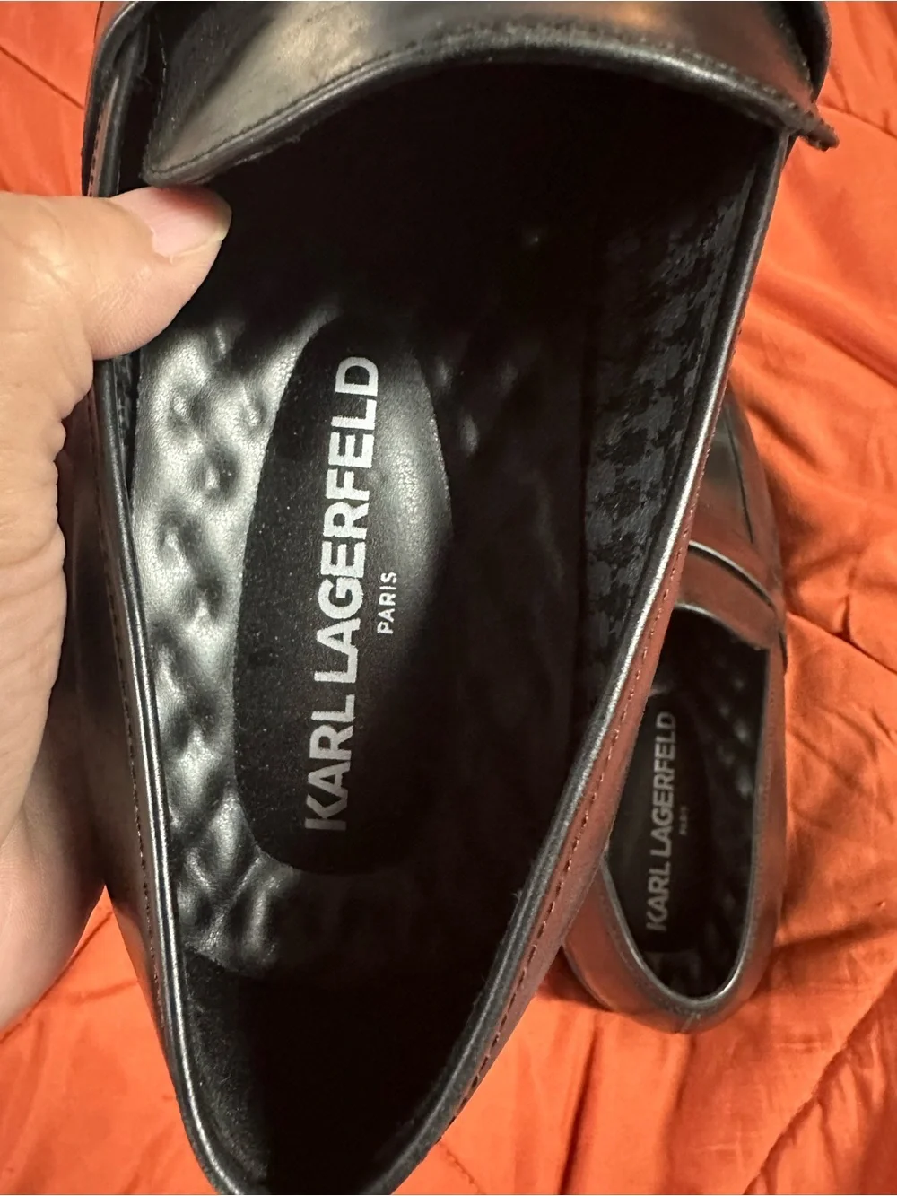 Karl Lagerfeld Black Leather Slip-On Loafers
